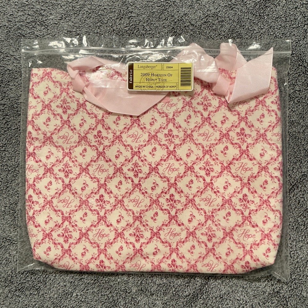 Longaberger 2009 Horizon of Hope Tote Bag Pink Floral Ribbon Handles 23694 - Picture 8 of 8